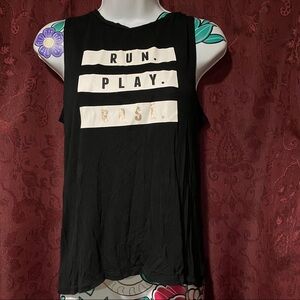 Betsey Johnson Black Run Play Rose Tank